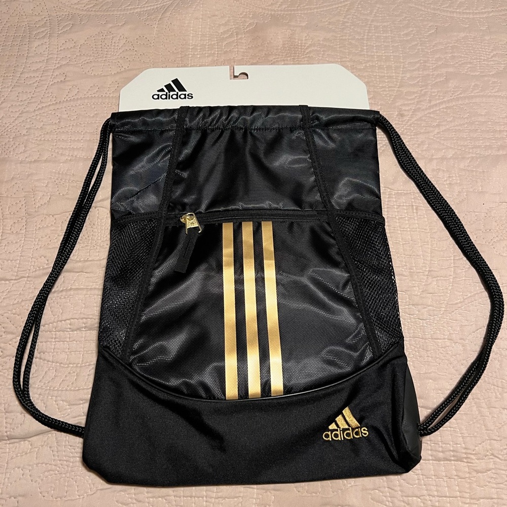 Adidas Black and Gold Backpack with Sleek Design